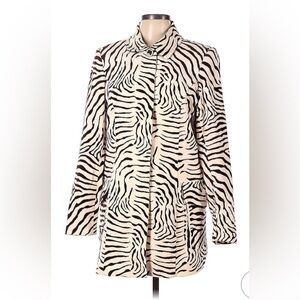 J. McLaughlin Faux Velvet Zebra Print Jacket, size Large